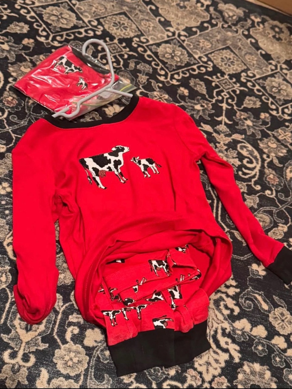 Leveret Matching kids and American Girl doll cow pajama set, kids 8